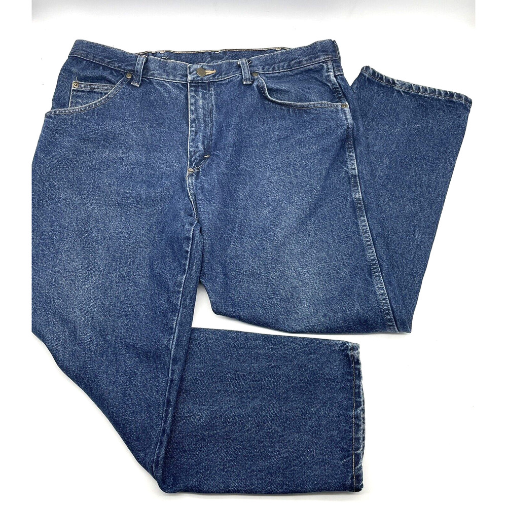 Wrangler 38x29 965T1MR Med Wash Regular Fit Straight Leg Jeans Actual 37x28